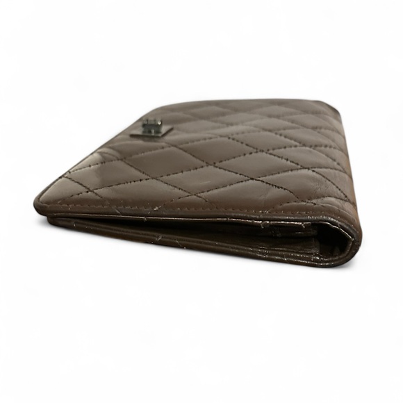 Authentic CHANEL Bifold Clutch Long Wallet Matelasse Leather Gunmetal Chain,Box - Picture 5 of 11